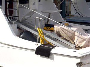 Wheelchair ramp on a 77' Hatteras